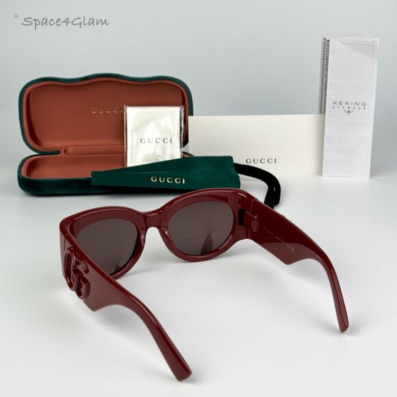 Gucci Men Sunglasses Burgundy Brown Oval GG1544S 002 BRAND NEW - Picture 1 of 9